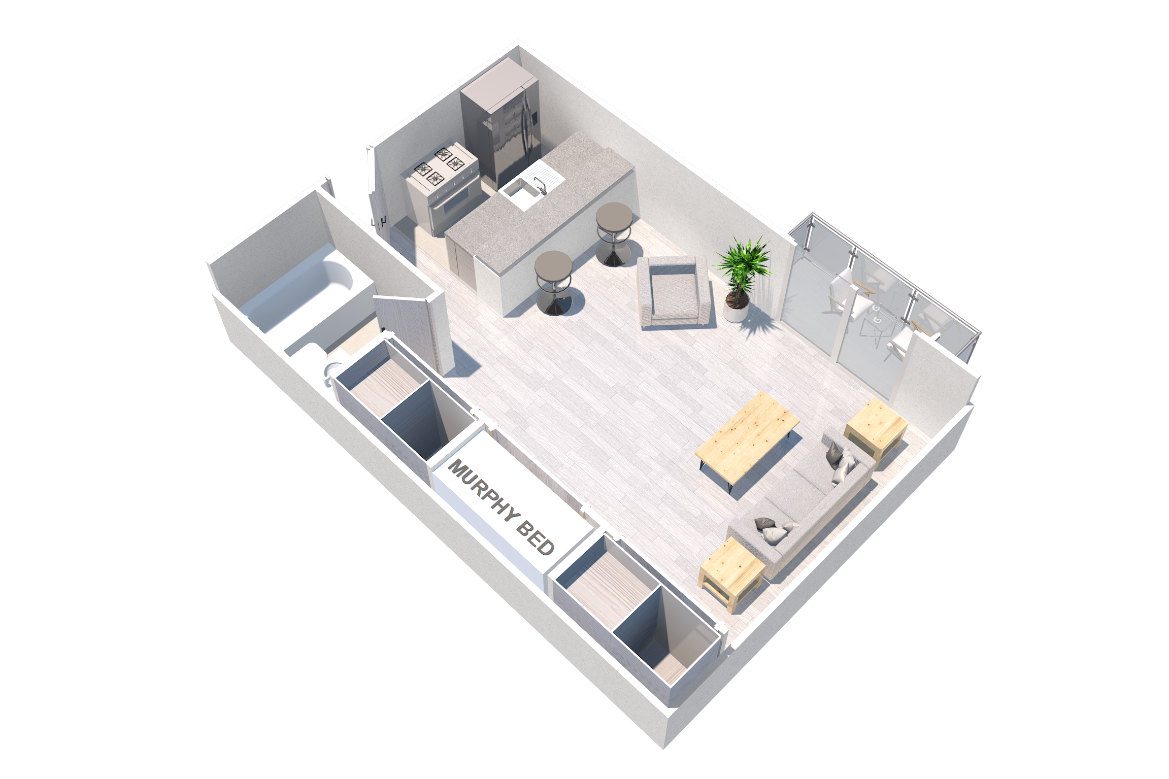 Floor plan for studio, 1 bath, 356 sqft